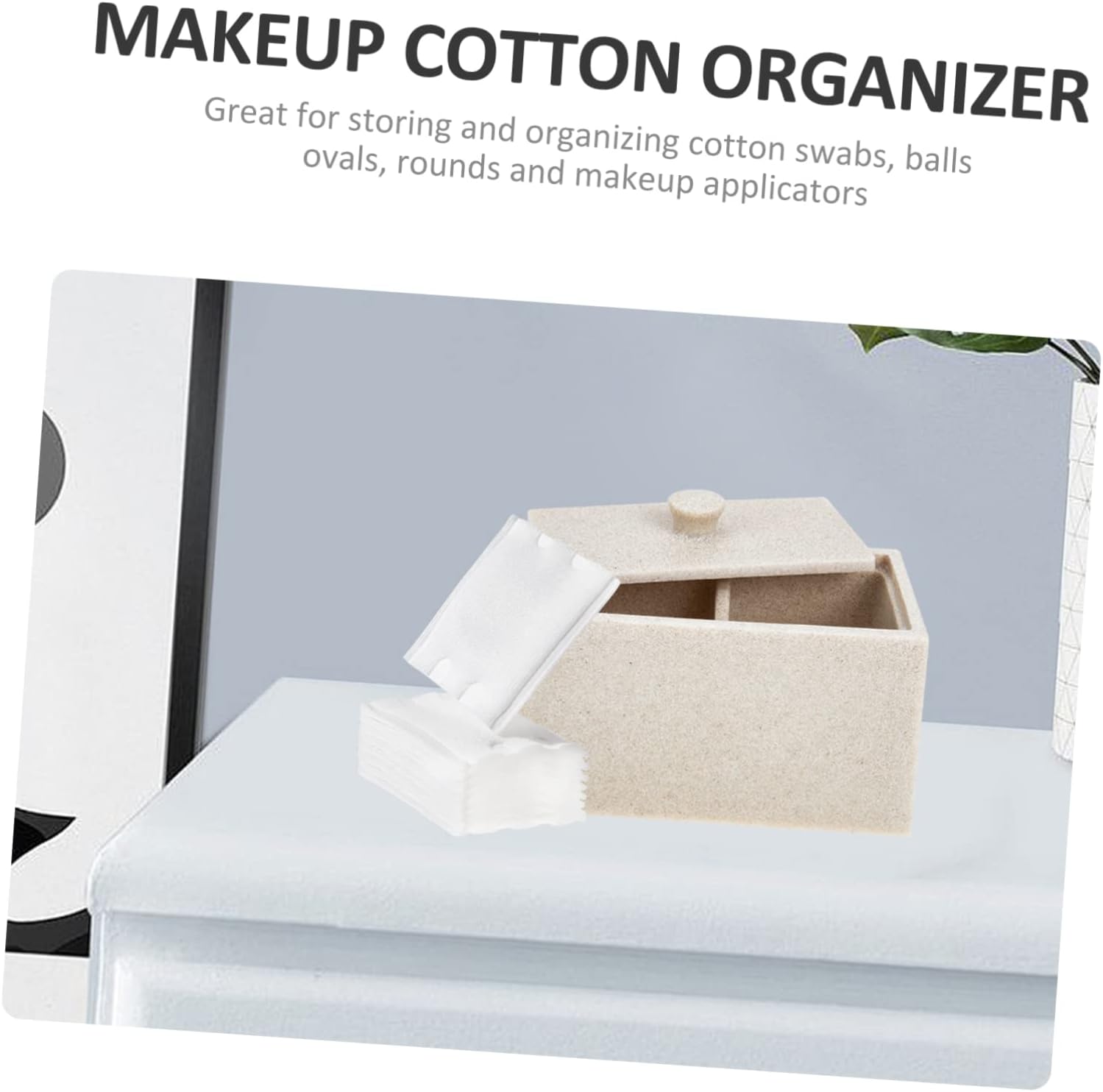 Unomor Space-saving Cotton Pad Box Lid Travel Cotton Swab Holder Resin Material Fashion-forward Design
