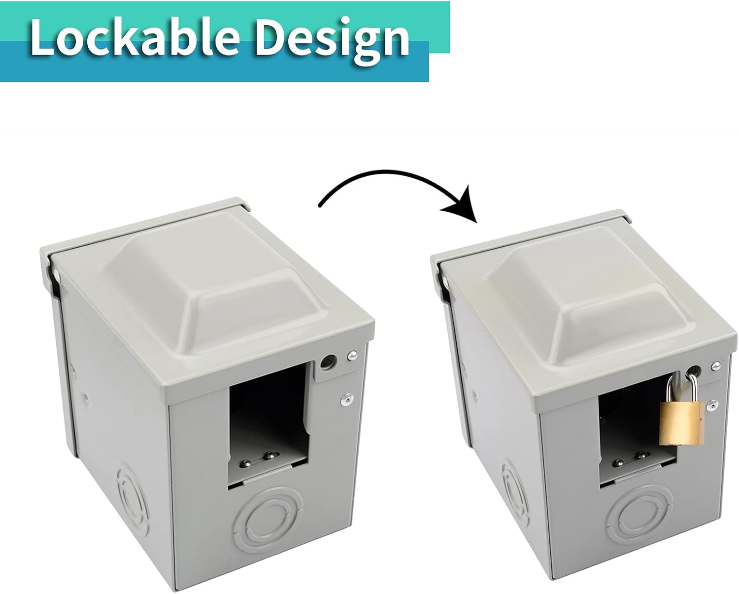 RVMATE 50 Amp 125/250 Volt Power Outlet Box, Waterproof Lockable Enclosed Power Panel, 14-50R Receptacle, for RV Camper Travel Trailer Electric Car, ETL Listed : Automotive