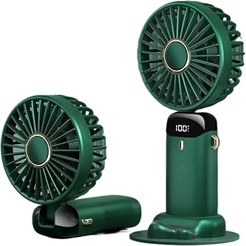 Handheld Fan, USB Handheld Mini Fan Foldable Portable Neck Hanging Fans,for Makeup,Travel,OutdoorGreen
