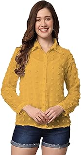 بلوزة شيفون منتش بنقاط كبيرة شفافه سادة للسيدات من صن سيت