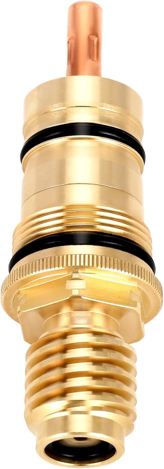 47050000 1/2″ Thermo Element Cartridge Valve, Thermostatic Cartridge Compatible with Grohe Tub and Shower Faucet Model 34122, Precision Temperature Control, Brass, Starlight Chrome