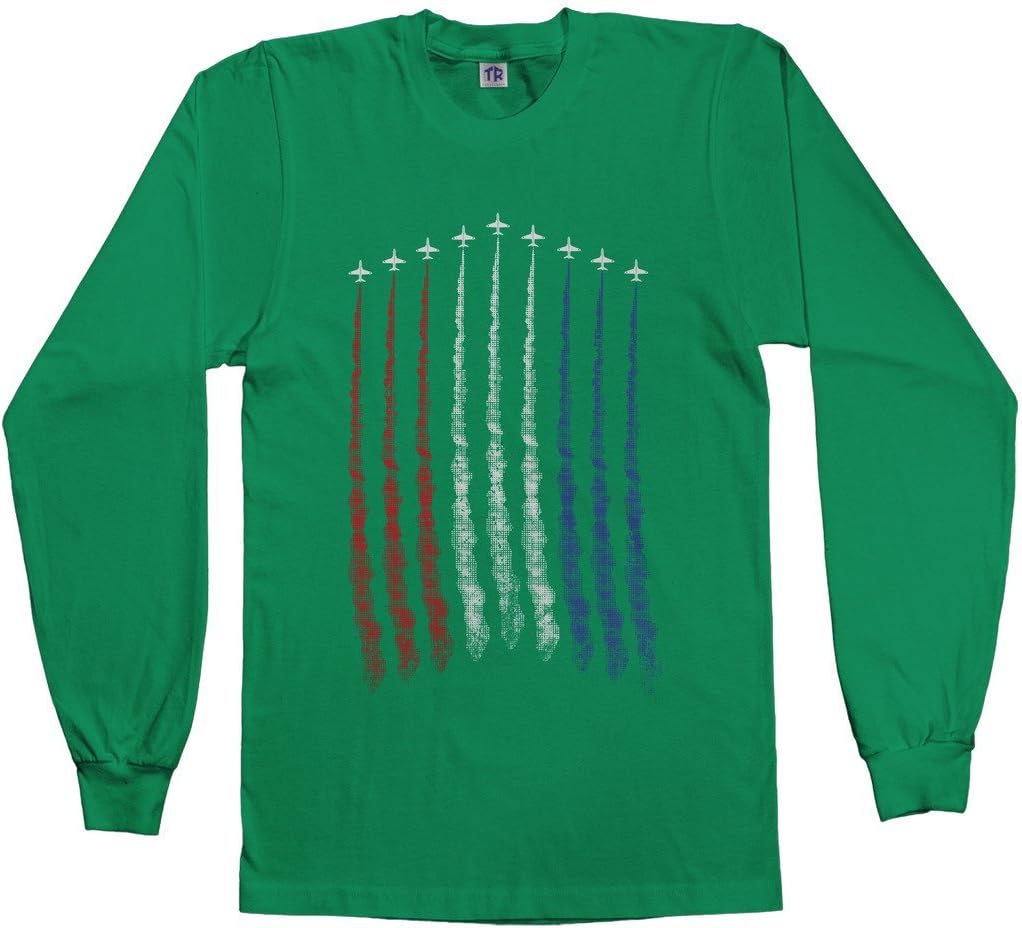 Threadrock Men's Red White Blue Air Force Flyover Long Sleeve T-Shirt