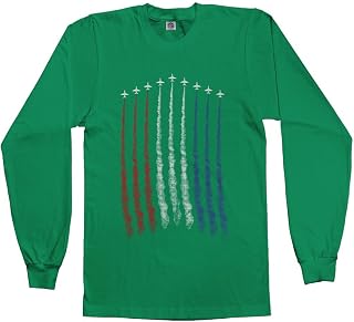 Threadrock Men's Red White Blue Air Force Flyover Long Sleeve T-Shirt