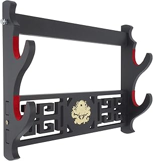 Eforlife Dragon Sword Holder Wall Mount Velvet Padded Katana Stand Samurai Sword Holder Display Rack (2-Tier)