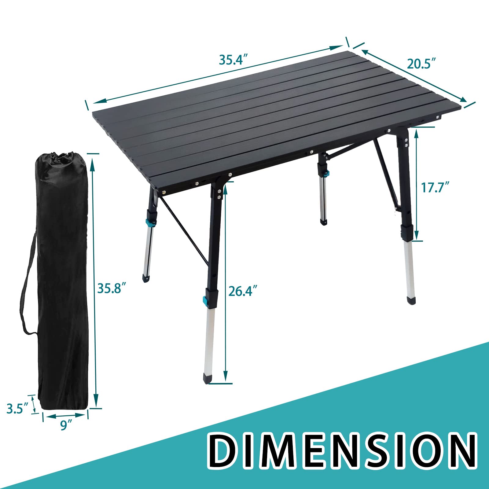 CampLand Aluminum Table Height Adjustable Folding Table Camping Outdoor