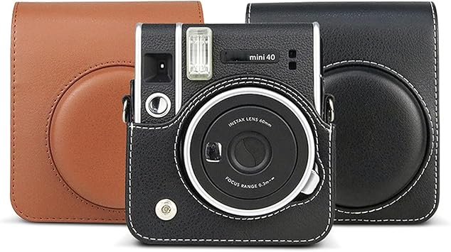 Camera Case for Fujifilm Instax Mini 40 Case, Leather Camera Case with Removable Shoulder Strap (Black)