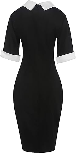 Miniatura 5 de Oxiuly OX276 - Vestido entallado de estilo retro para mujer, para la oficina, formal, largo hasta la rodilla