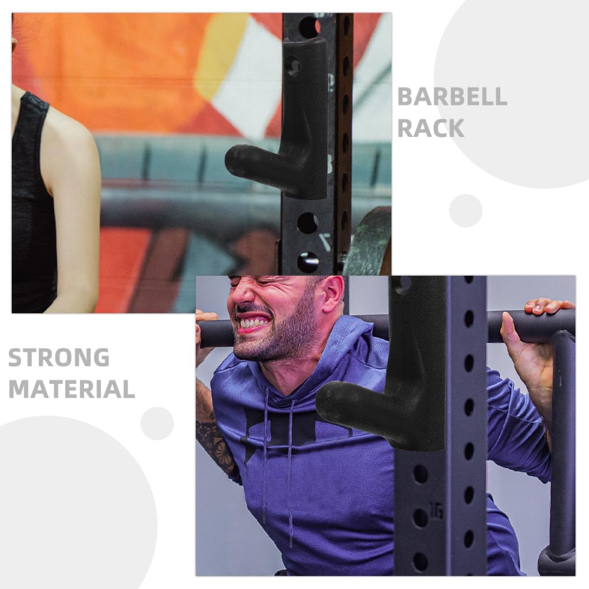 4pcs Wall Mounted Barbell Rack and Barbell Hanger Set Steel Fitness Equipment Rack for Home Gym Weight Storage and Space-saving Dumbbell Rod Holder for Strength Training