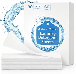 Laundry Detergent Sheets, 30 Sheets 60 Loads, Travel Friendly Washer Soap