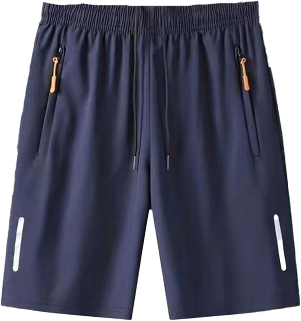 Men's Pleated Casual Shorts High Waist Straight Fit Grey Loose Korean Style Summer Shorts
