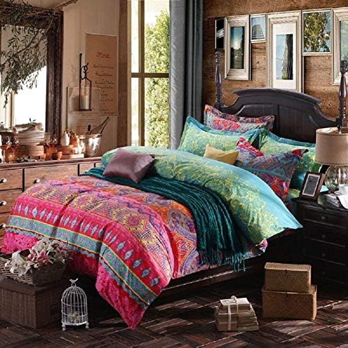 Michorinee Boho Duvet Cover Single Bed Blue Exotic Style Moroccan Bohemian Bedding Set Soft & Hypoallergenic Microfiber Quilt Cover with Pillow Case Zipper Single