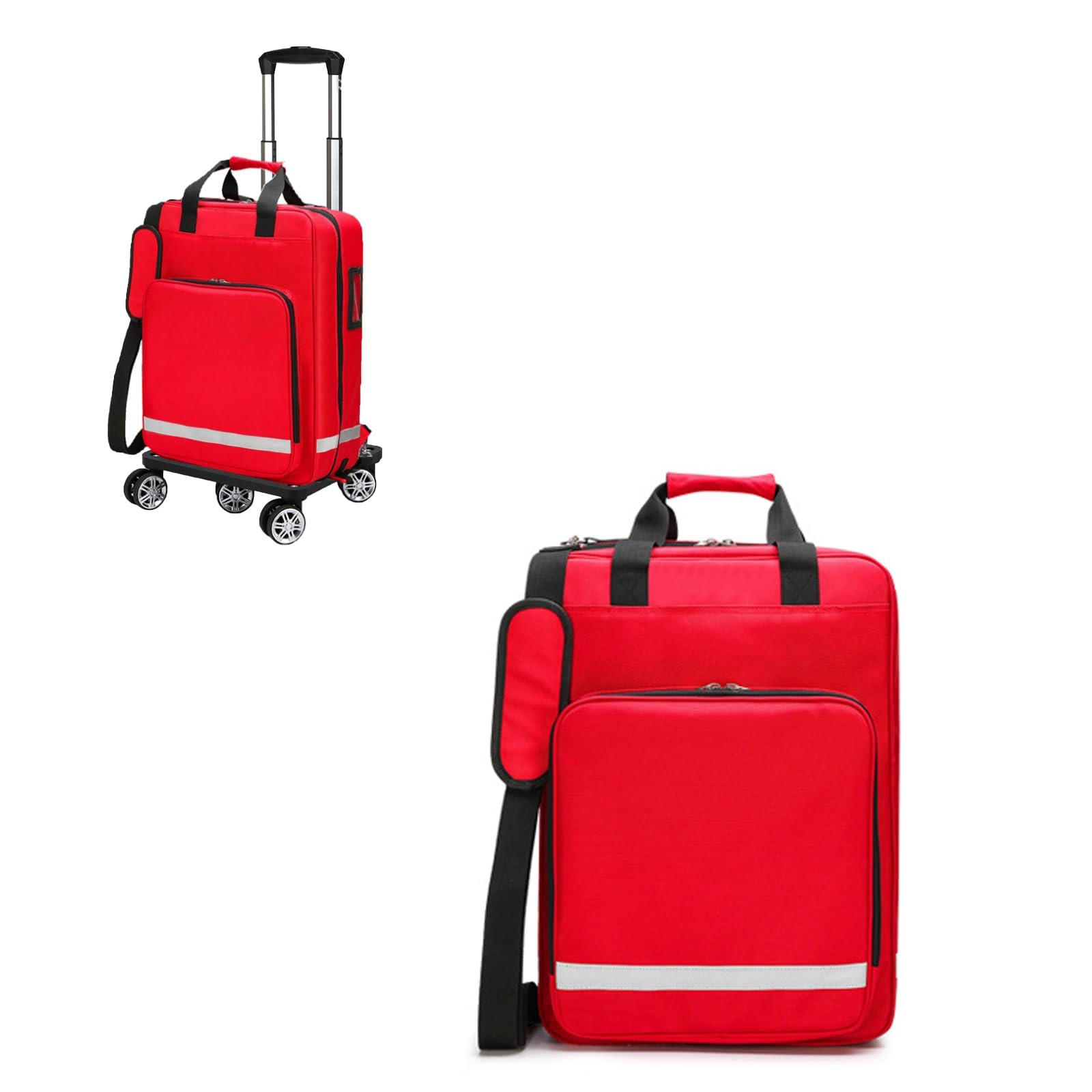 Maletín Grande For Emergencias Médicas,Ruedas Silenciosas For Escalada,Almacenamiento Científico,Herrajes Duraderos,Bandas Reflectantes,Botiquín De Primeros Auxilios