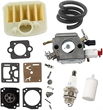 HURI Carburetor & Air Filter Fuel Hose Repair Kit For Husqvarna 340 345 346 346XP 350 351 353 357 359 Chainsaw # 503283208 Zama C3-EL18