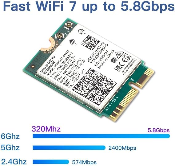 New Wi-Fi 7 Bluetooth 5.4 Intel BE200 Wifi Card BE200NGW 2.4/5/ 6 GHz 5.8 Gbps For Windows 11 PC Laptop