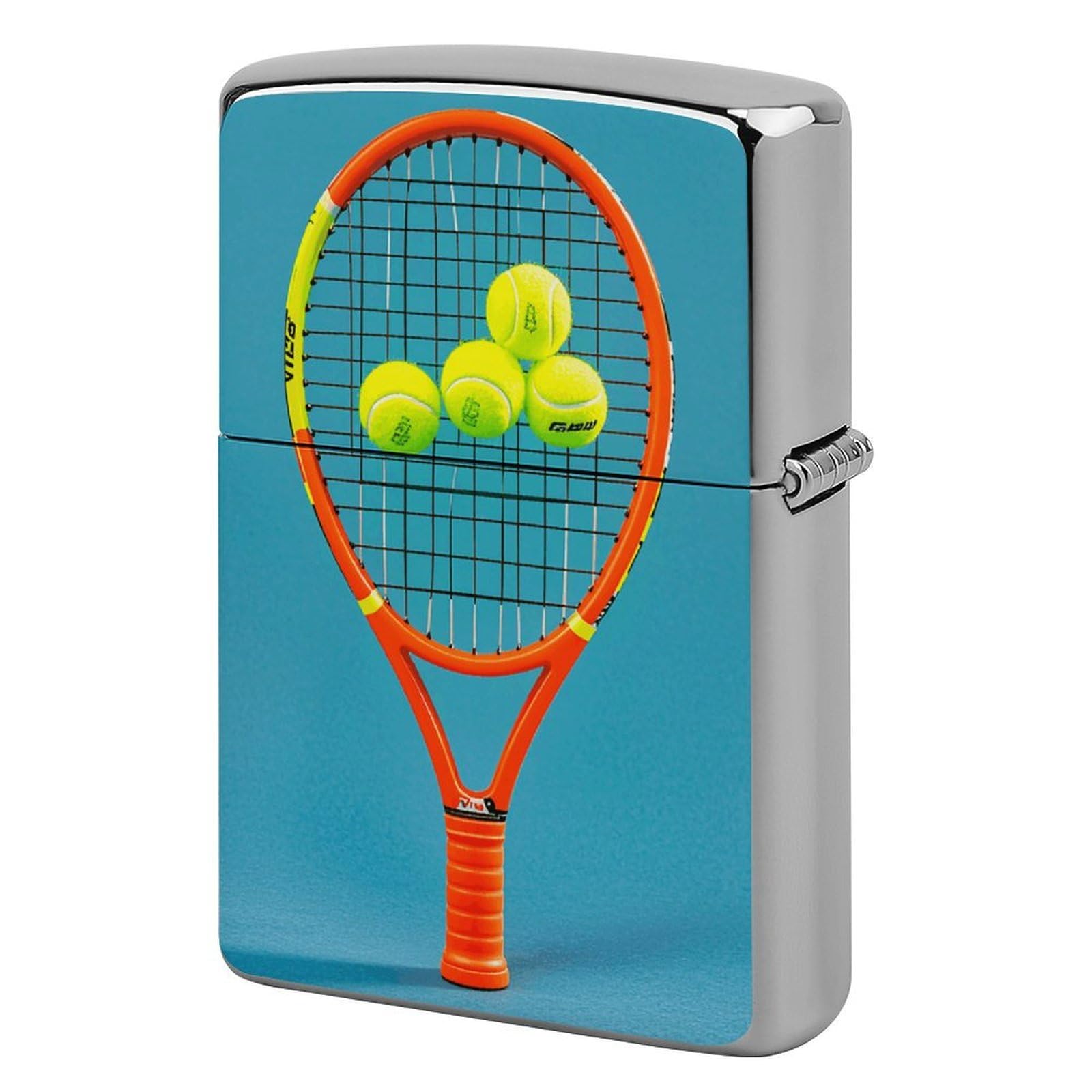 Funny Tennis Racquets and Tennis Balls Lighter Case for Men, Personalized Lighter Cover for Valentine's Day Gifts, Flip-Top Lighters Shell for Outdoor, Portable Lighters Protective Sleeve