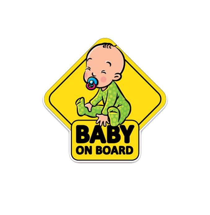 Futaba Cartoon "BABY ON BOARD" Car Sticker- Yellow