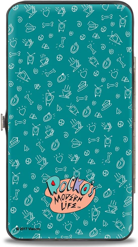 Nickelodeon unisex adults Buckle-down Hinge - Rocko's Modern Life Rocko & Spunky Pose + Logo Turquoise/White Wallet, Multicolor, 7 x 4 US