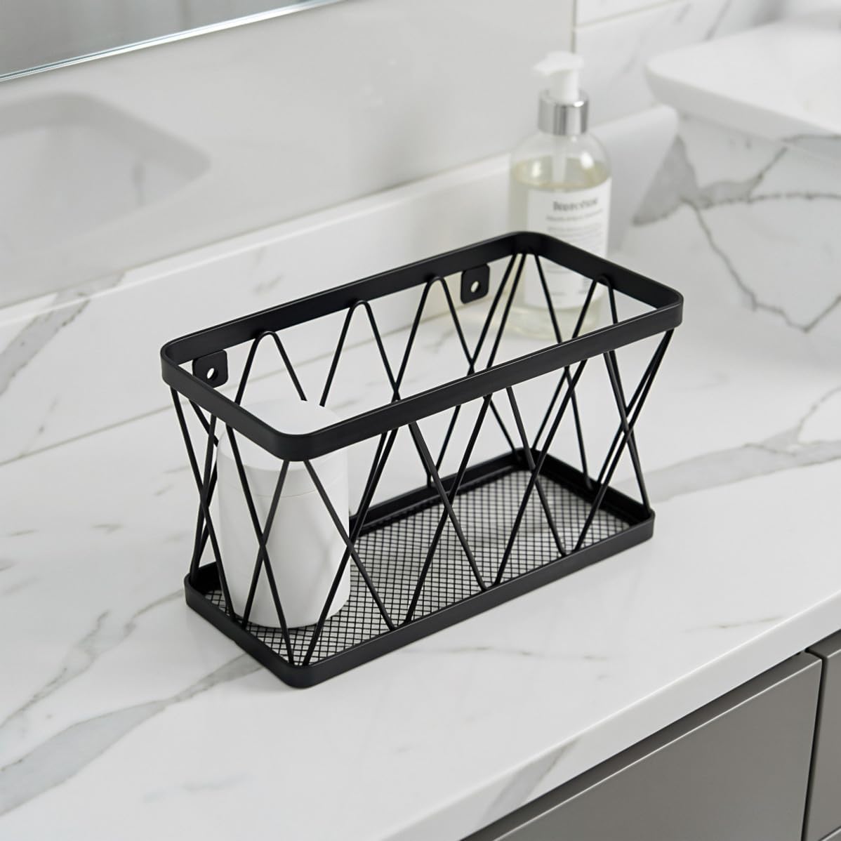 3pcs Cabinet Door Organizer Hanging Basket Metal Self Adhesive