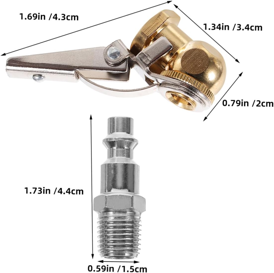 Locking Tire Inflator Chuck 1/4 Npt 2 Set Aluminum Alloy