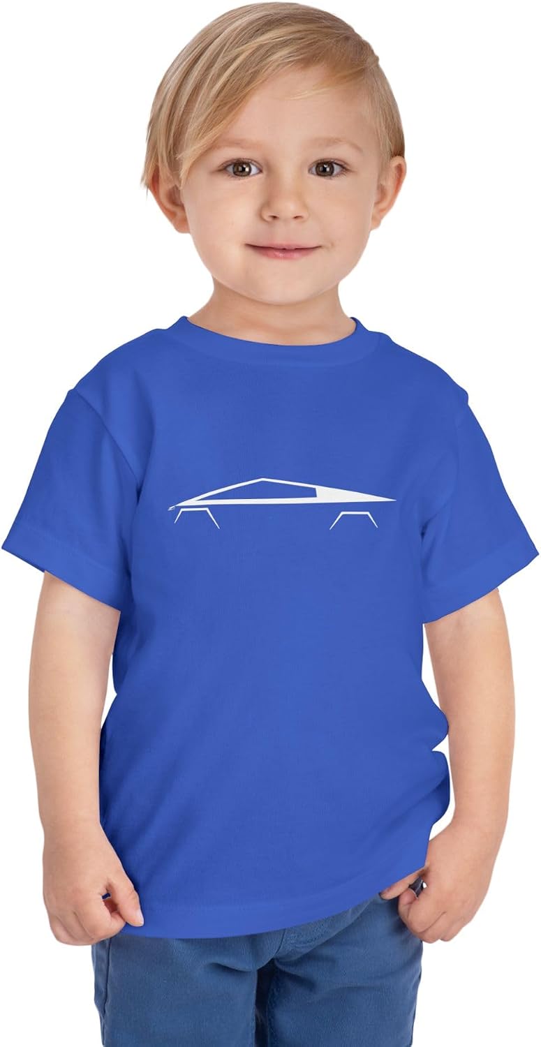 Cyber Truck Kids Cotton T-Shirt with Modern Vehicle Silhouette Design, Toddler Size