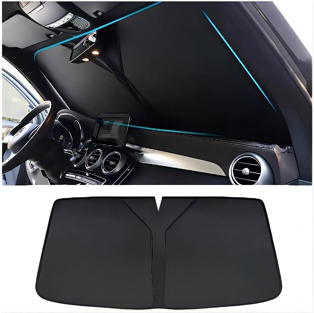 FUJIUMFoldable Car Sunshade Windscreen for Mitsubishi L200 4Life 2015-2021, Blocks UV Rays Sun Visor Protector, Front Window Sunshades, Windshield Sunshade Accessories,B-BLACK