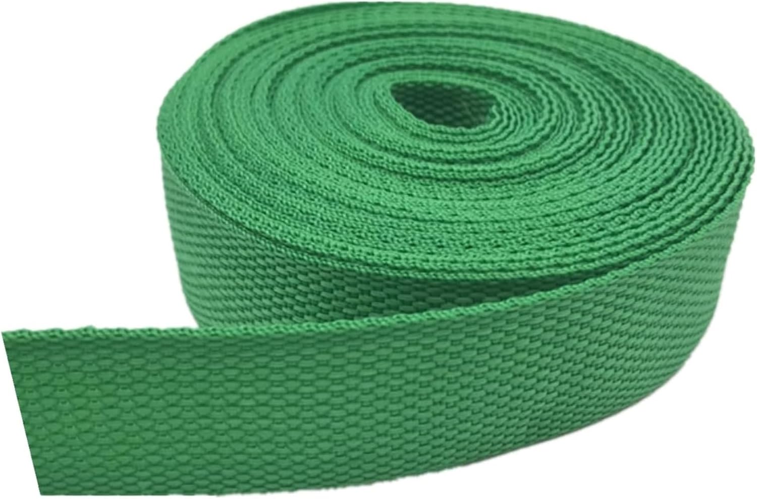 Cotton Webbing,Cotton Bag Strapping, Webbing Strap 1.5 inch, Polypropylene Webbing 38mm, Upholstery Webbing, 5 or 10 or 20Yards Length(Color:Wit, Size : 38mm/20Yards) (Color : GrassGreen, Size : 38m