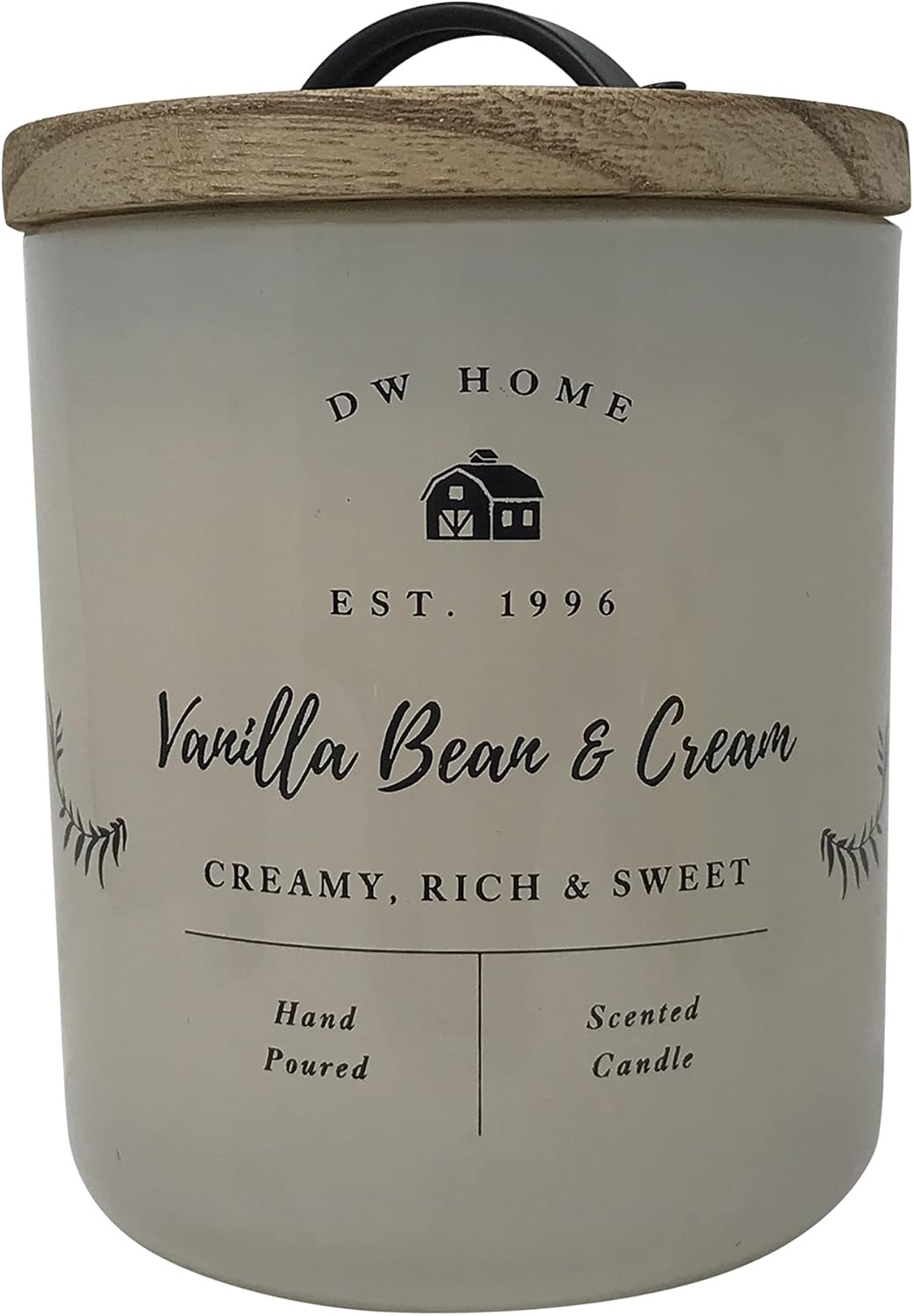 DW Home Farmhouse Series Hand Poured Richly Scented Single Wick Candle with Wood Lid, 9.3 oz (Vanilla Bean & Cream)