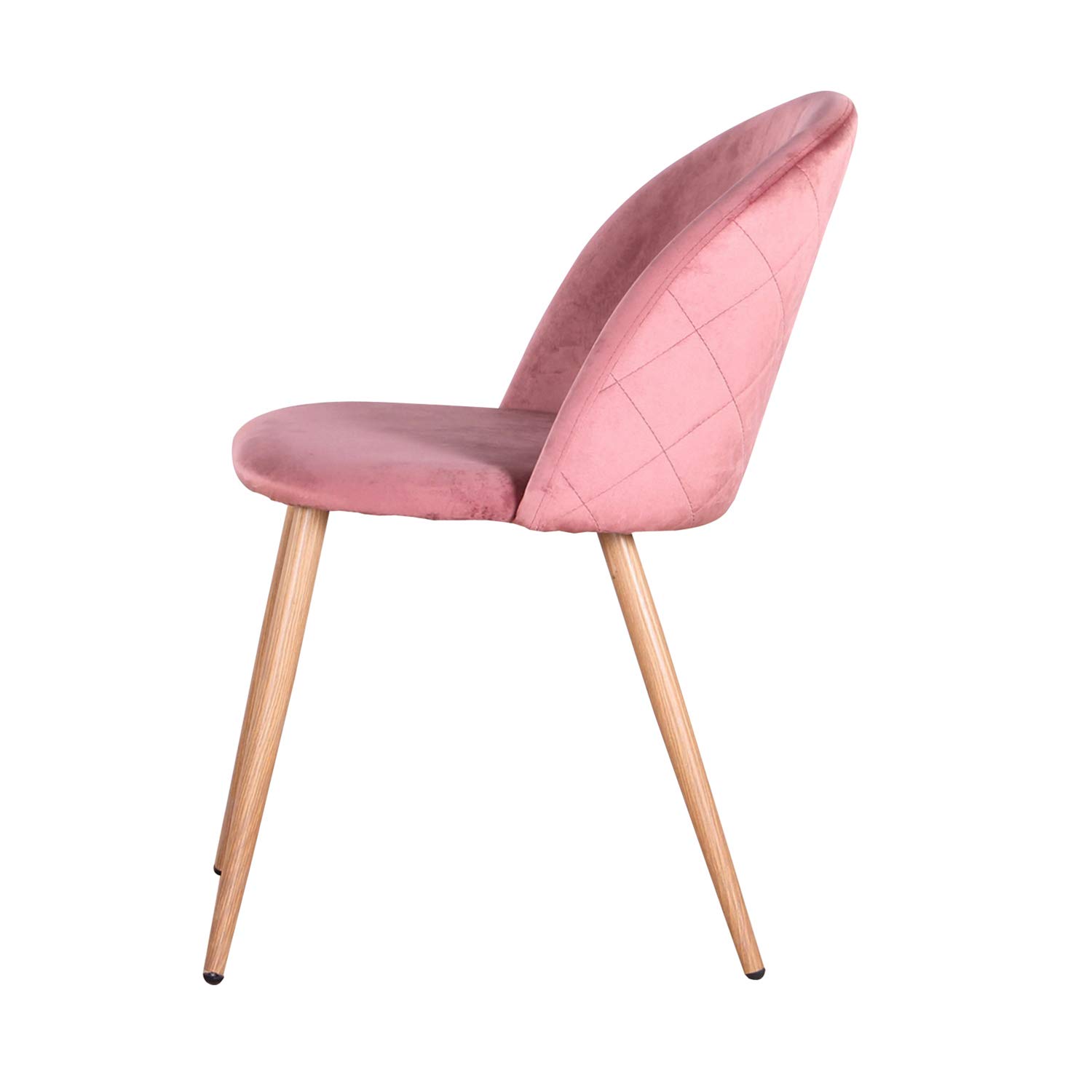 BenyLed Set di 2 Sedie Imbottite per Sala da Pranzo, con Schienale in Morbido Velluto e Gambe in Metallo Regolabili in Stile Legno, Rosa