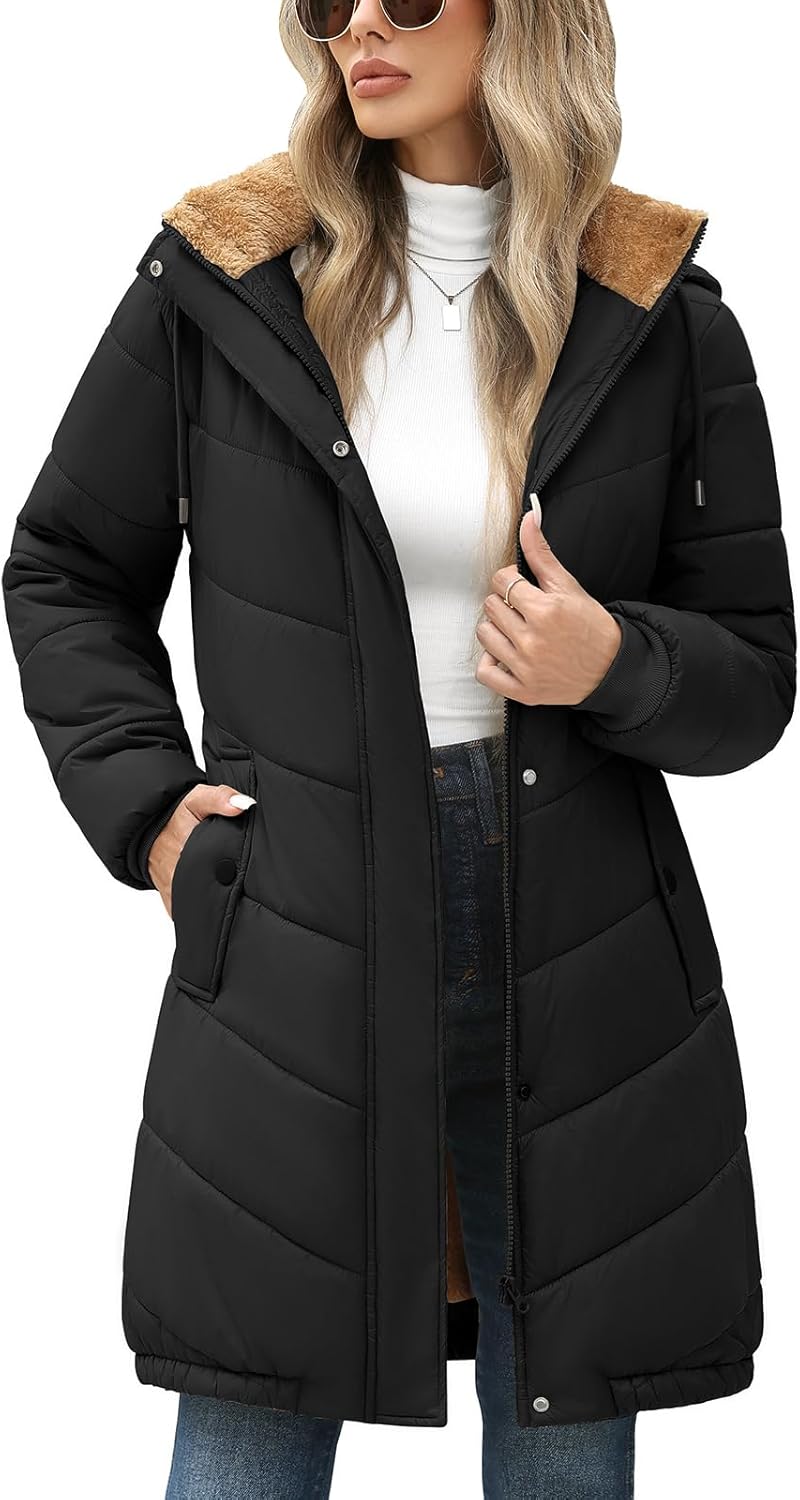 Yusongirl Long Winter Coats for Women Slightly Fitted Mid‑Length Design Keeps You Warm for Commuting & Skiing