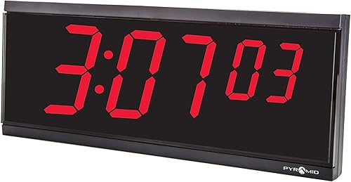 Miniatura 2 de Pyramid Time Systems Reloj digital independiente extra grande, pantalla LED roja de 4 pulgadas, 6 dígitos (hora, minutos, segundos), 110 V, cable de