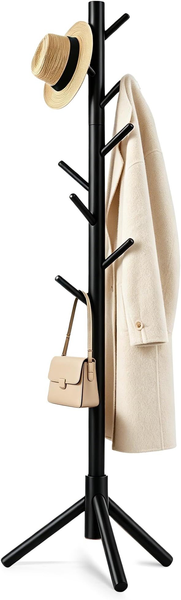 WANGMUXIA Coat Rack, Freestanding Coat Rack with 8 Hooks and 3 Adjustable Size Tree Coat Racks for Bedroom, Hallway, Entrance, Office, for Hats, Coats, Scarves, Handbags