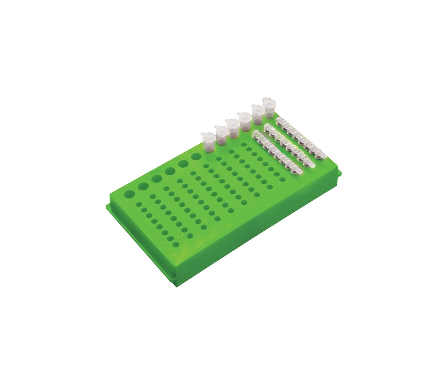 MBP Flipstrip Microtube Racks with Lid, Fluorescent Green (Case of 12)