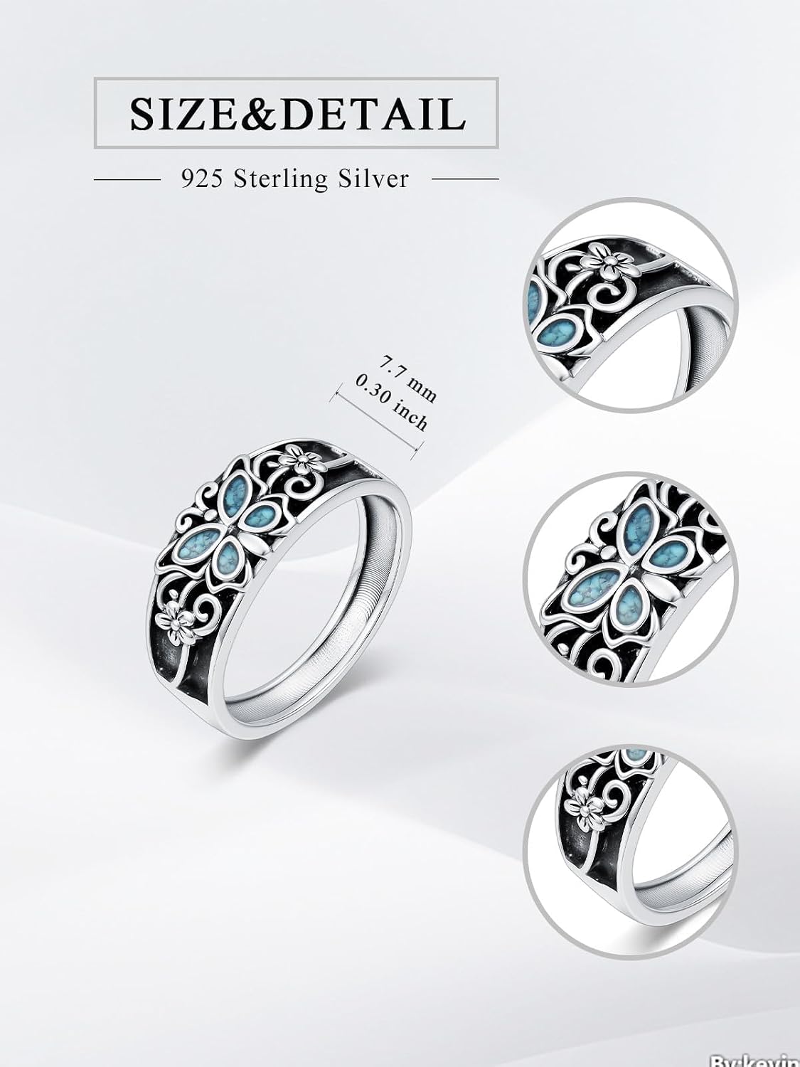 Dorunmo Turquoise Rings 925 Sterling Silver Western Ring Vintage Jewelry Gift for Women Men