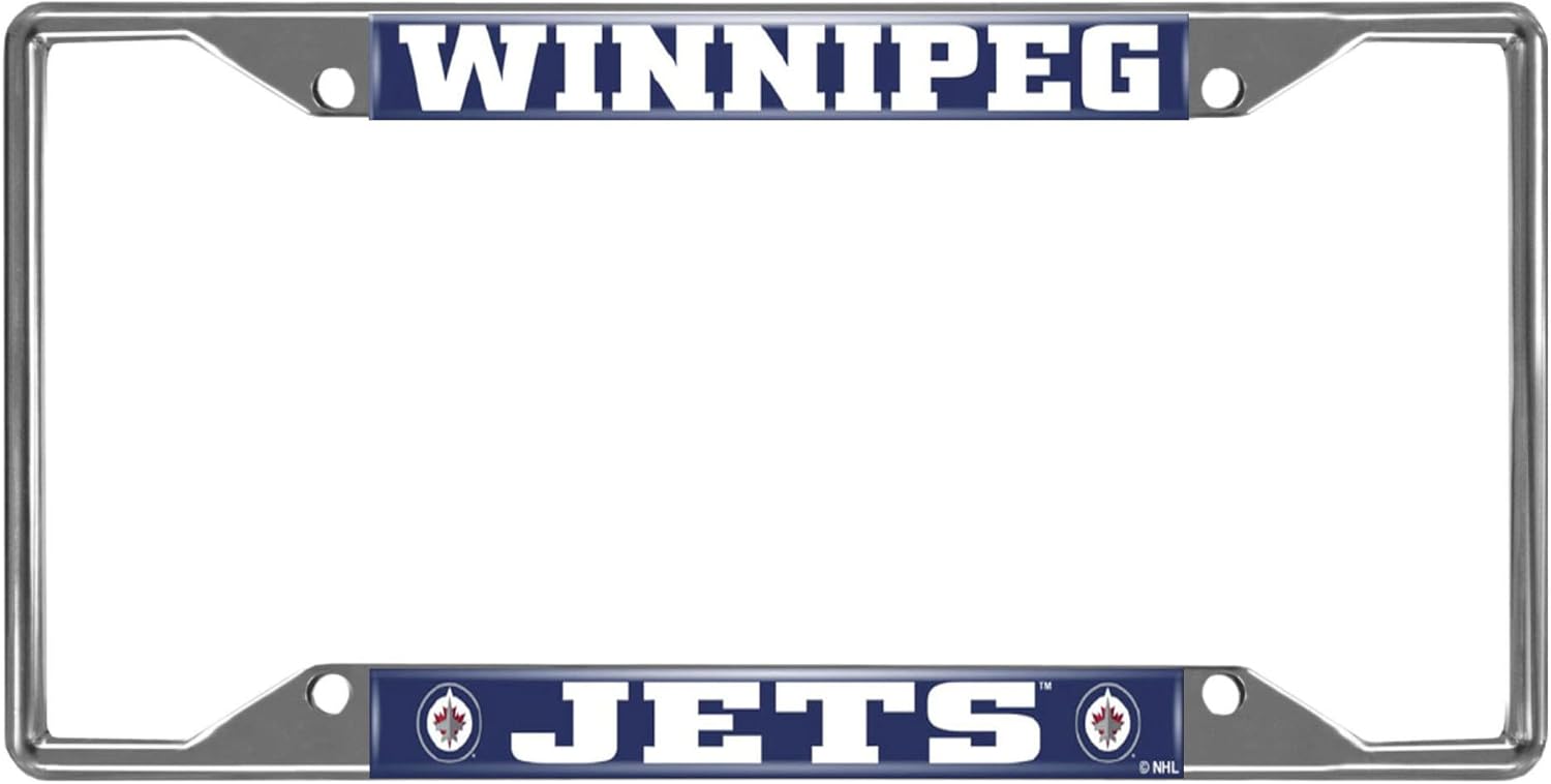 FANMATS 17009 Winnipeg Jets Chrome Metal License Plate Frame, 6.25in x 12.25in