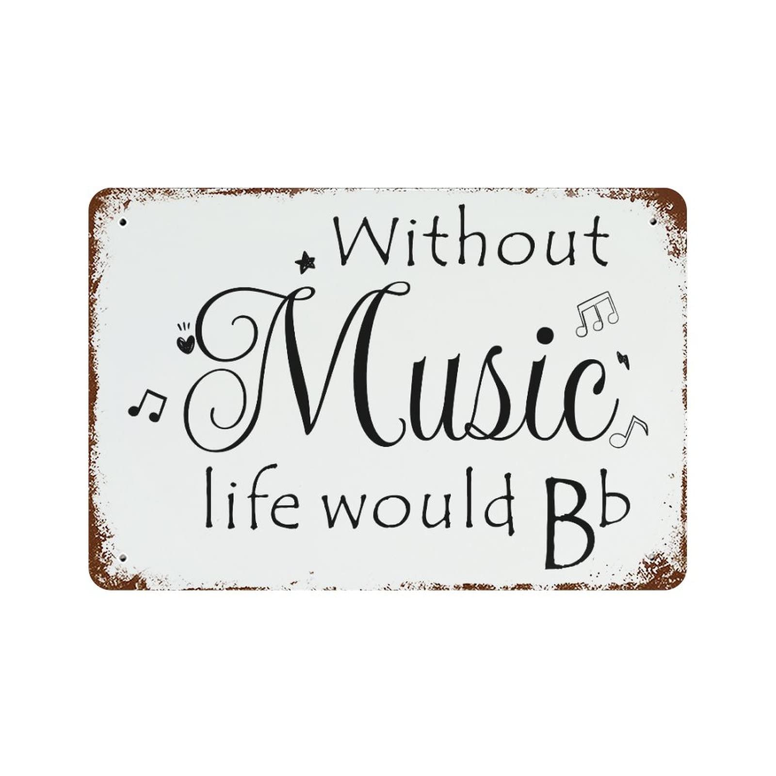 Panneau en aluminium Without Music décoration murale vintage 30x45cm