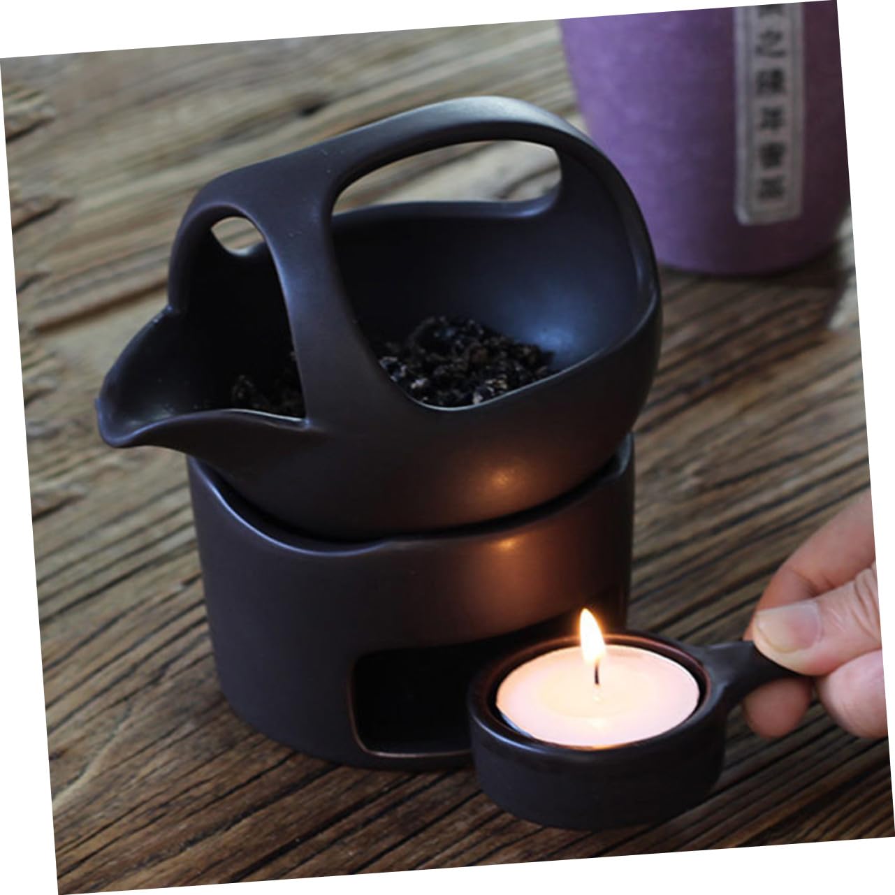 TOYANDONA Mini Tetera y Infusionar Té Marrón Ligera y Portátil de Cerámica Soporte para Vela, Herramienta Práctica para Hornear en Casa