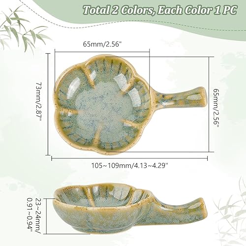 Miniatura 13 de PH PandaHall Plato de tinta para plantas, placa de tinta de porcelana con mango para caligrafía china, soporte para pincel, forma de flor, plato