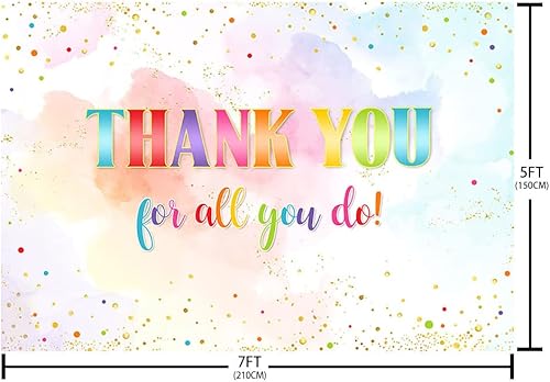Miniatura 5 de Telón de fondo de 7 x 5 pies con texto en inglés "We Truly Appreciate You", decoración de fiesta con texto en inglés "Thank for All You Do", para