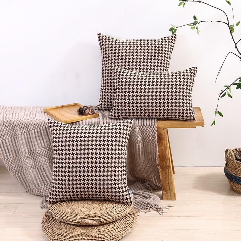 The Perfect Combination of AMAROTI Coffee Color and Gray, Exquisite Windmill Texture Pattern, 18X18 inch Farmhouse Living Room Sofa More Upscale Enjoy Jacquard Craft and Velvet Texture Fabric - Image 2