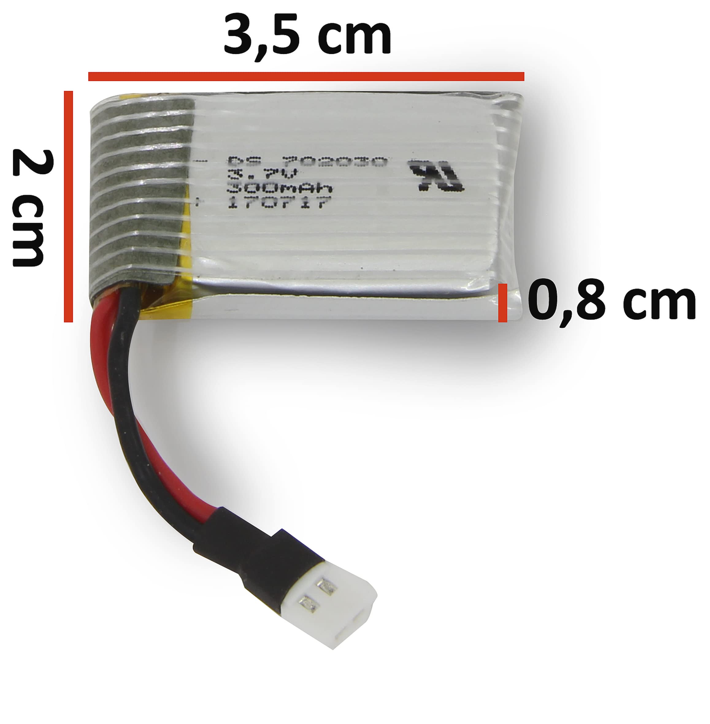 Akumulator AX8 Lipo 3,7 V 300 mAh 1,11 Wh, wydajny, wielokrotnego ładowania, wysoka zawartość energii przy niskim samorozładowaniu