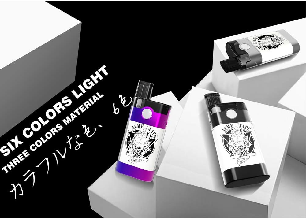 Amazon 最新のフラッシュ電子タバコyuoto Vape Acme 振動による変色 カラフルな外観 人気 デザインのミニポータブル電子タバコ 禁煙 セット 調節機能 スターターキット 本体 Vape コンパクト 小型 軽量 初心者 3色 Black Komjie 電子たばこ