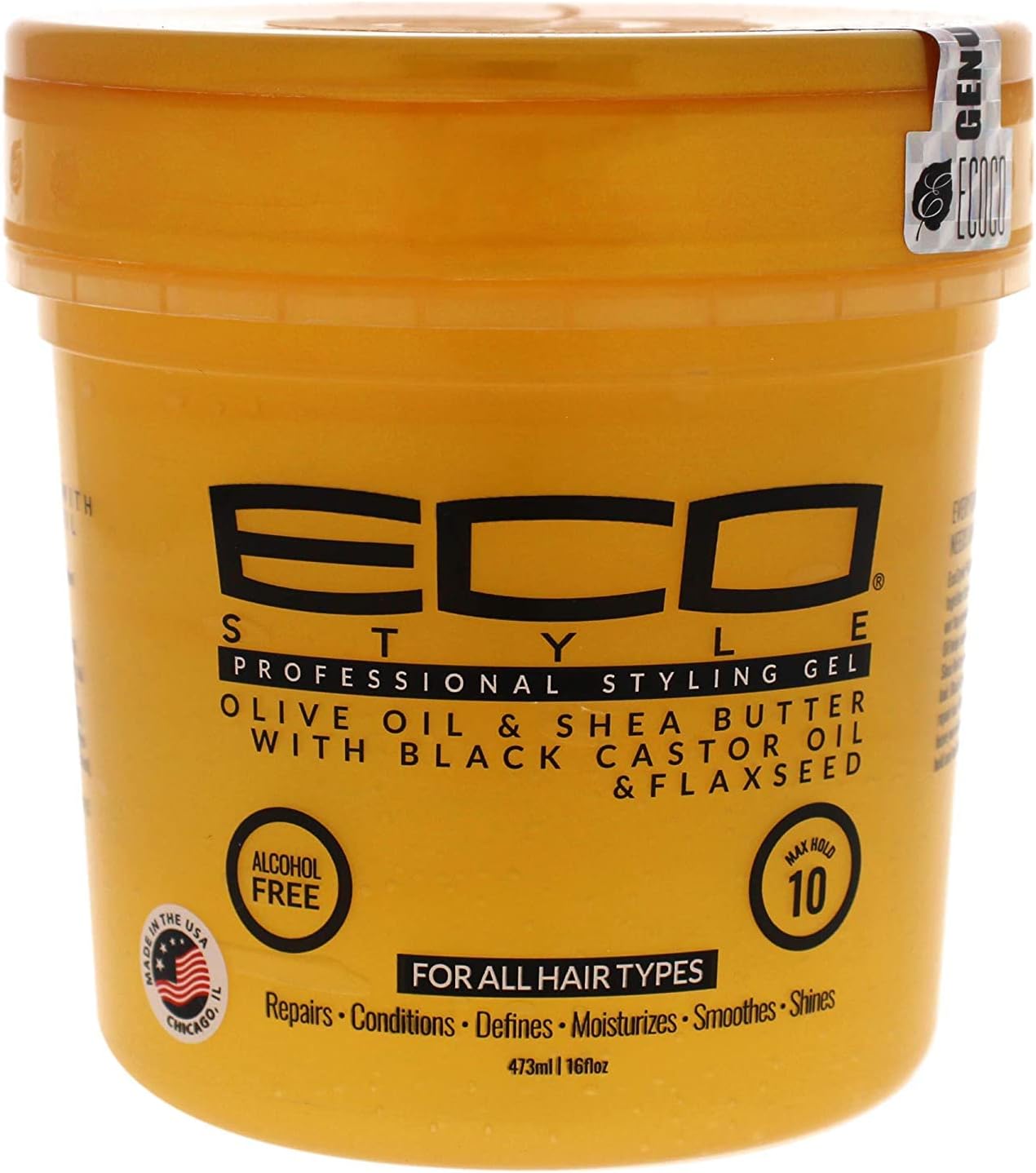 Eco Style Gold Olive Oil & Shea Butter & Black Castor Oil & Flaxseed 16oz