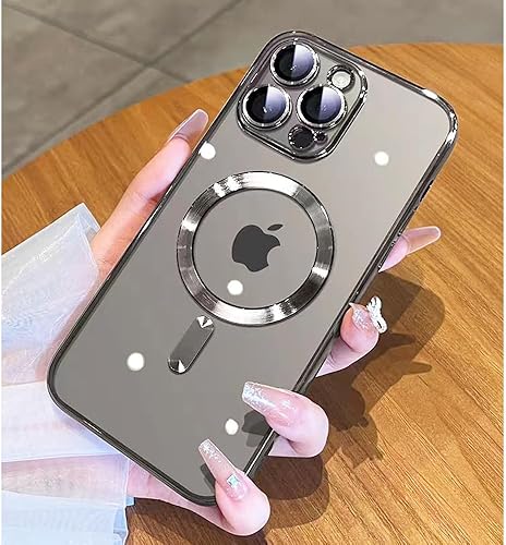ZinLyuen Funda magnética para iPhone 15 Pro Max transparente compatible con MagSafe protector de lente de cámara integrado, suave, delgada, a prueba
