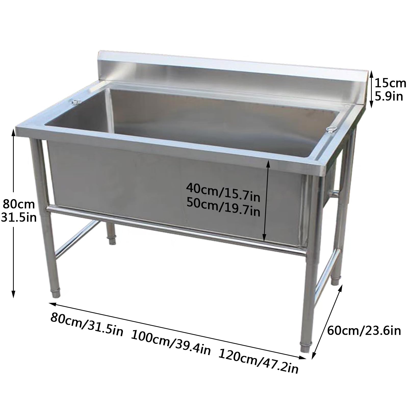 Stazione di Lavaggio per Cani, Vasca per toelettatura Cani, Stazione di Lavaggio Professionale in Acciaio Inox per Cani, Vasca da Bagno per Cani, lavandino,Depth 50cm/19.7in-120cm/47.2in