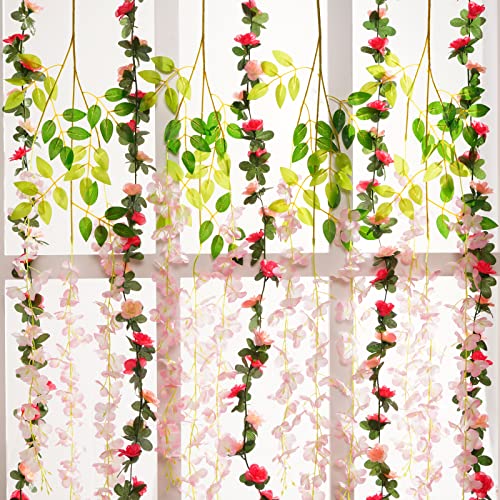 Bleum Cade 2 Pcs 16.4Ft Flower Garland Artificial Rose Vines For Bedroom, Hanging Fake Flower Vines Garland Decorations For Wedding Party Valentines Day Christmas Wall Room Decor Aesthetic #TOP4