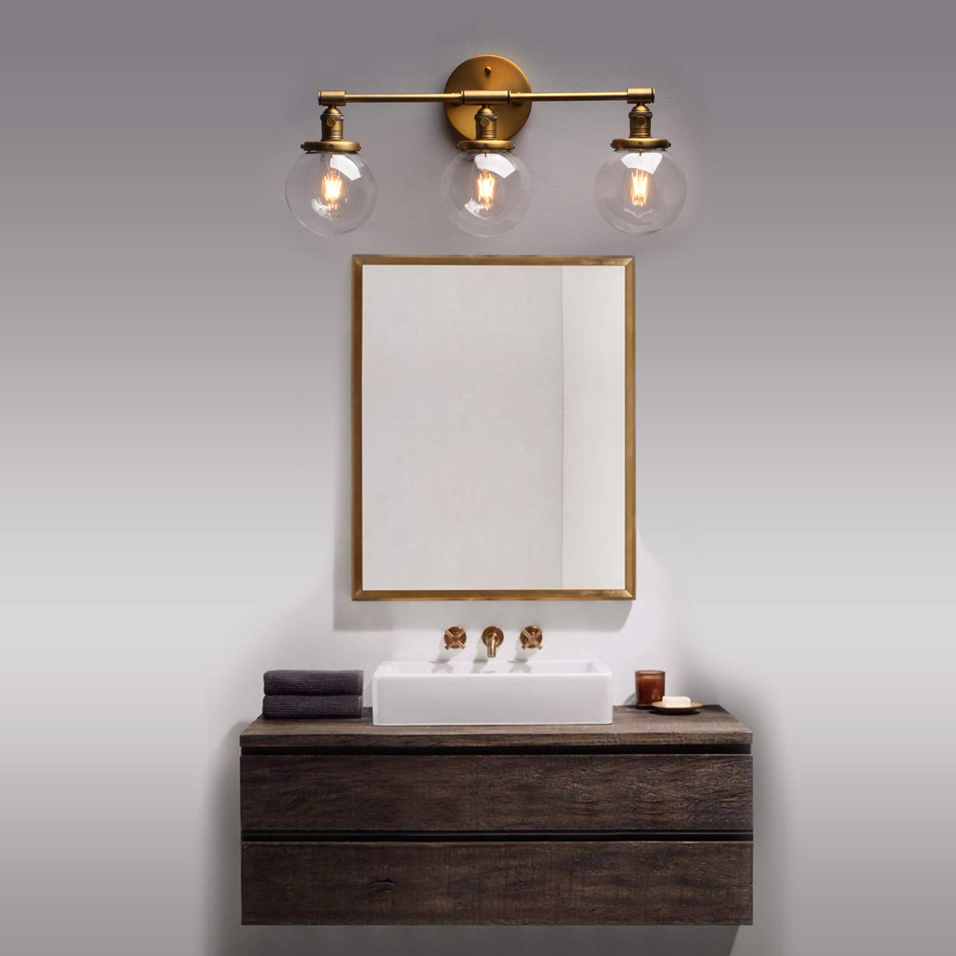 Phansthy Industrial Wall Lights Fitting With Oval Glass Shade 2 Lights Vi