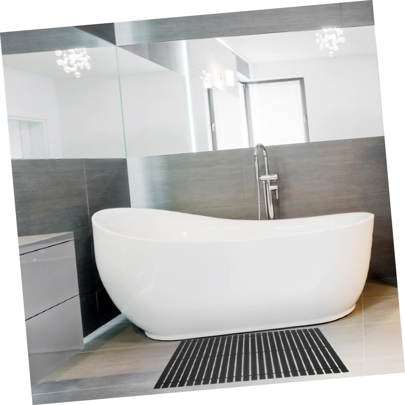 Bamboo Non-Slip Bath Mat Waterproof Shower Floor Mat Bamboo Wood Quick-Drying Suitable for Bathroom and Bathtub Use