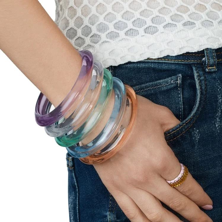 Miniatura 3 de Resin Bangle - Acrylic Bracelet - Transparent With A Hint of Color (Purple)
