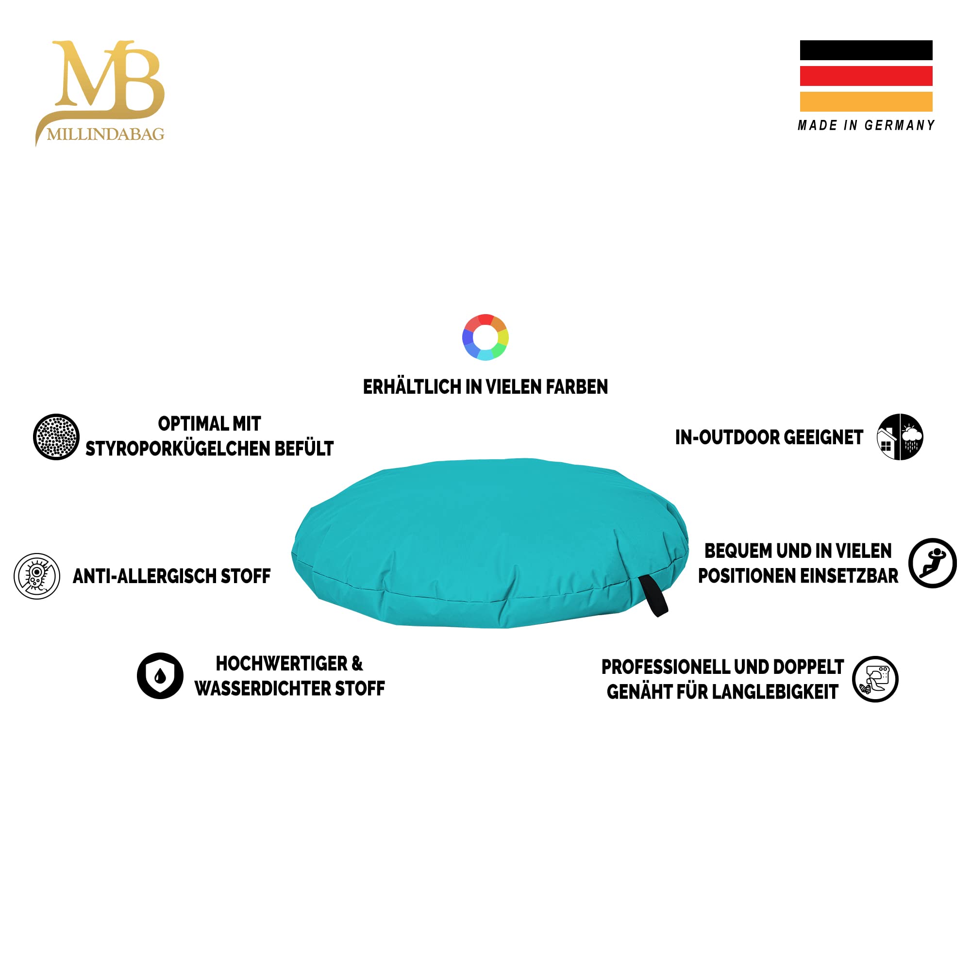 Sitzsack Beanbag Sessel für Kinder Jugendliche Erwachsene Indoor Outdoor Gaming Anthrazit 125 cm