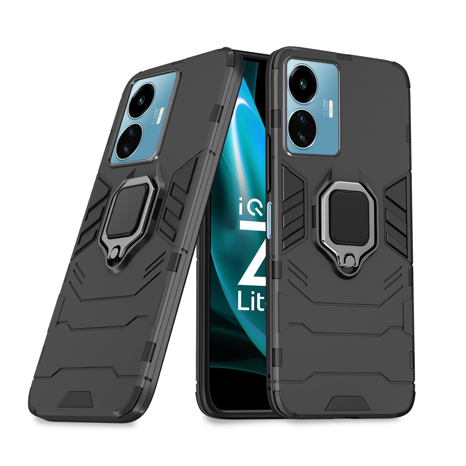 Pikkme iQOO Z6 Lite 5G Back Cover | D5 Tough Armor Bumper | 360 Protection Case | Ring Holder Stand Case (Black) (B0CBBJ887T) Amazon Price History, Amazon Price Tracker